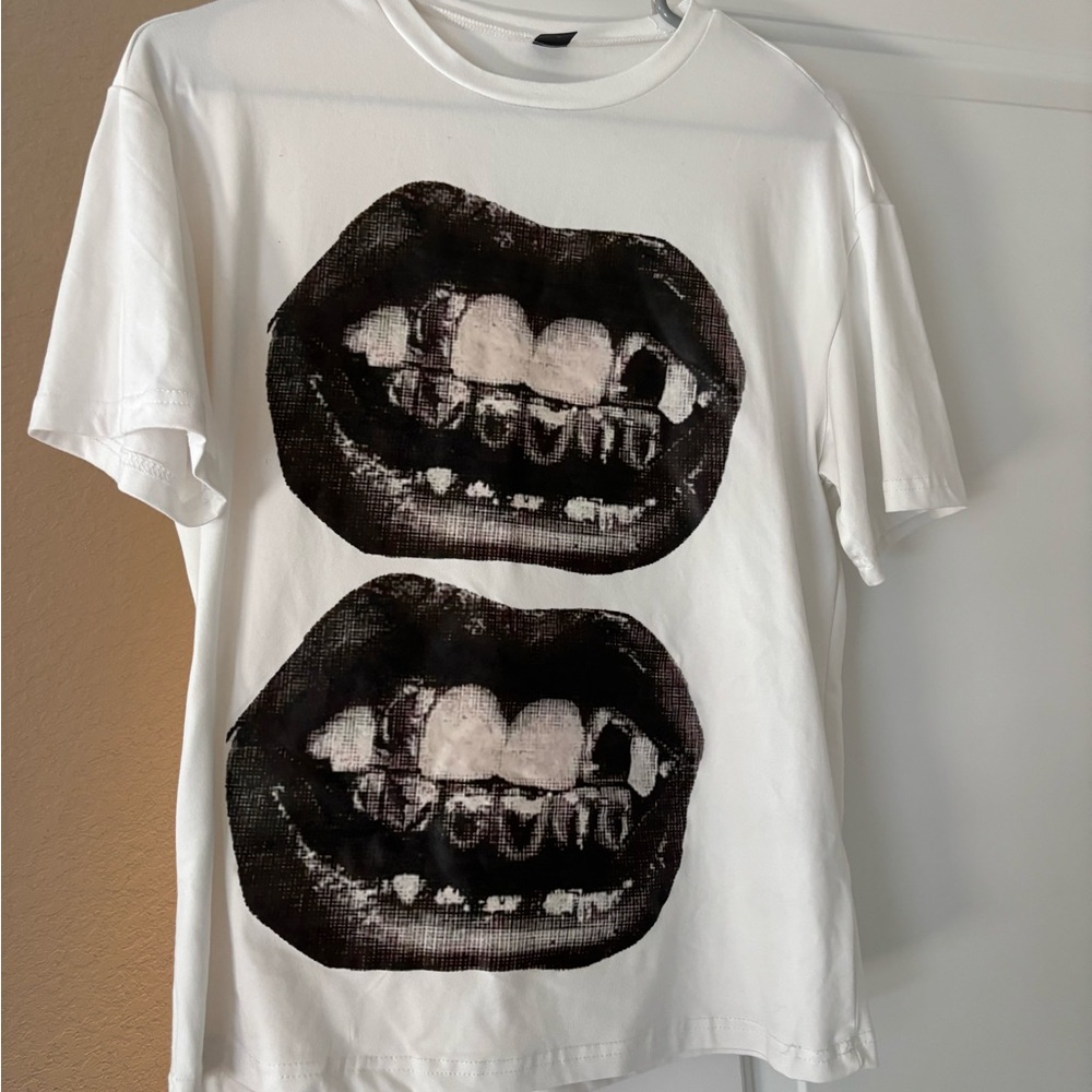 SHEIN White Tee with Black Graphic